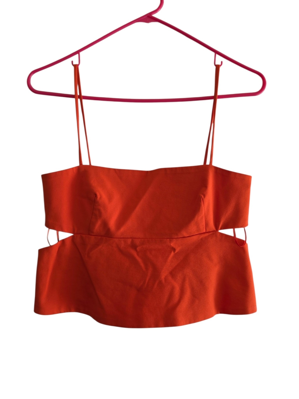 Zara Orange Spaghetti-Strap Peplum Crop Top